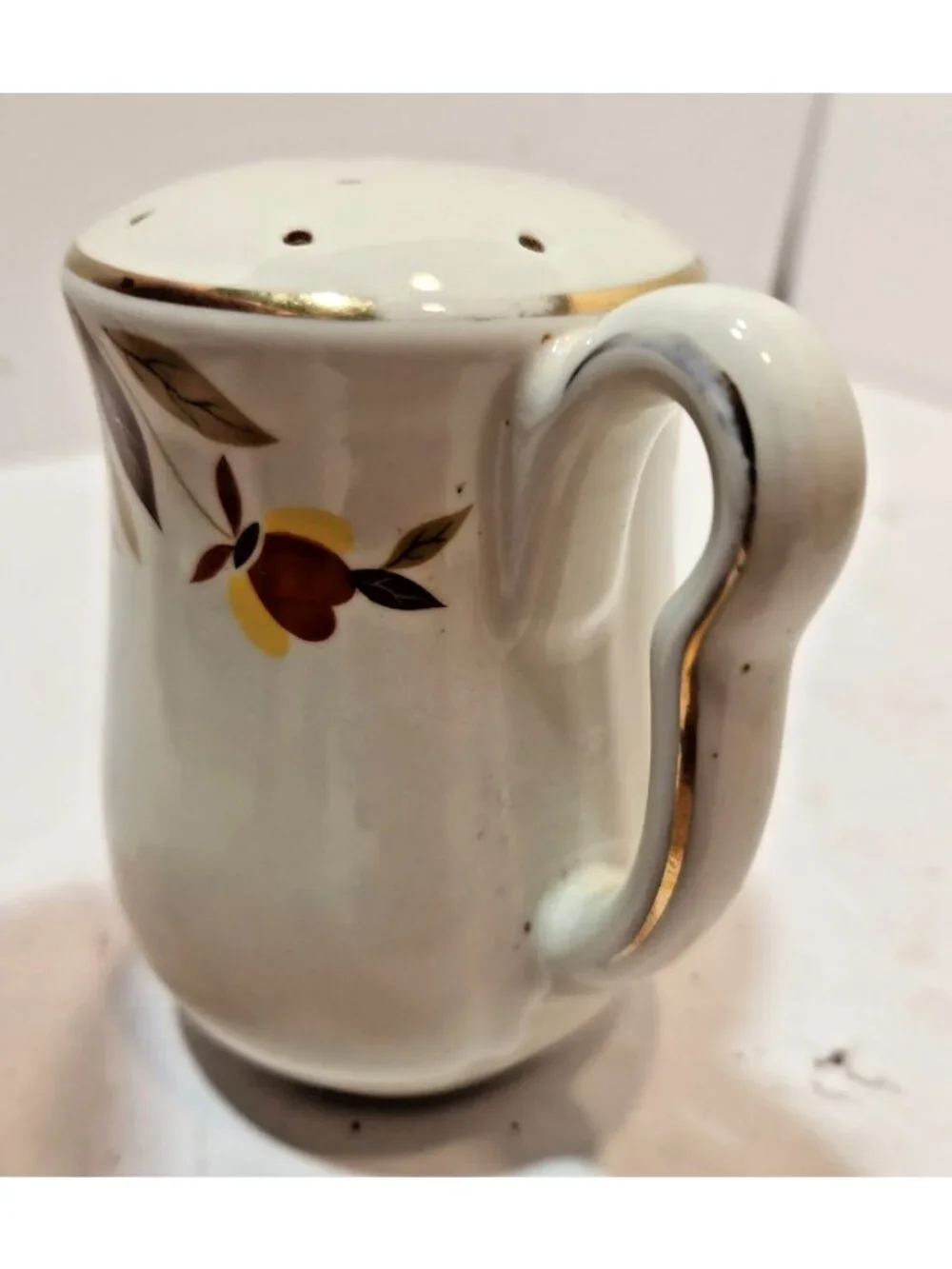Vtg Hall Autumn Leaf Left Right Handled Salt & Pepper Range Set Mary Dunbar